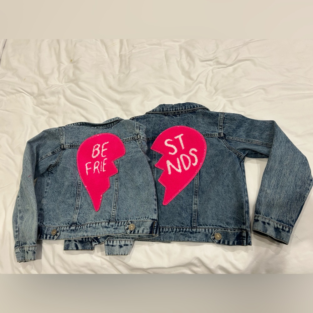 2 Denim Jacket with Pink Heart Patches